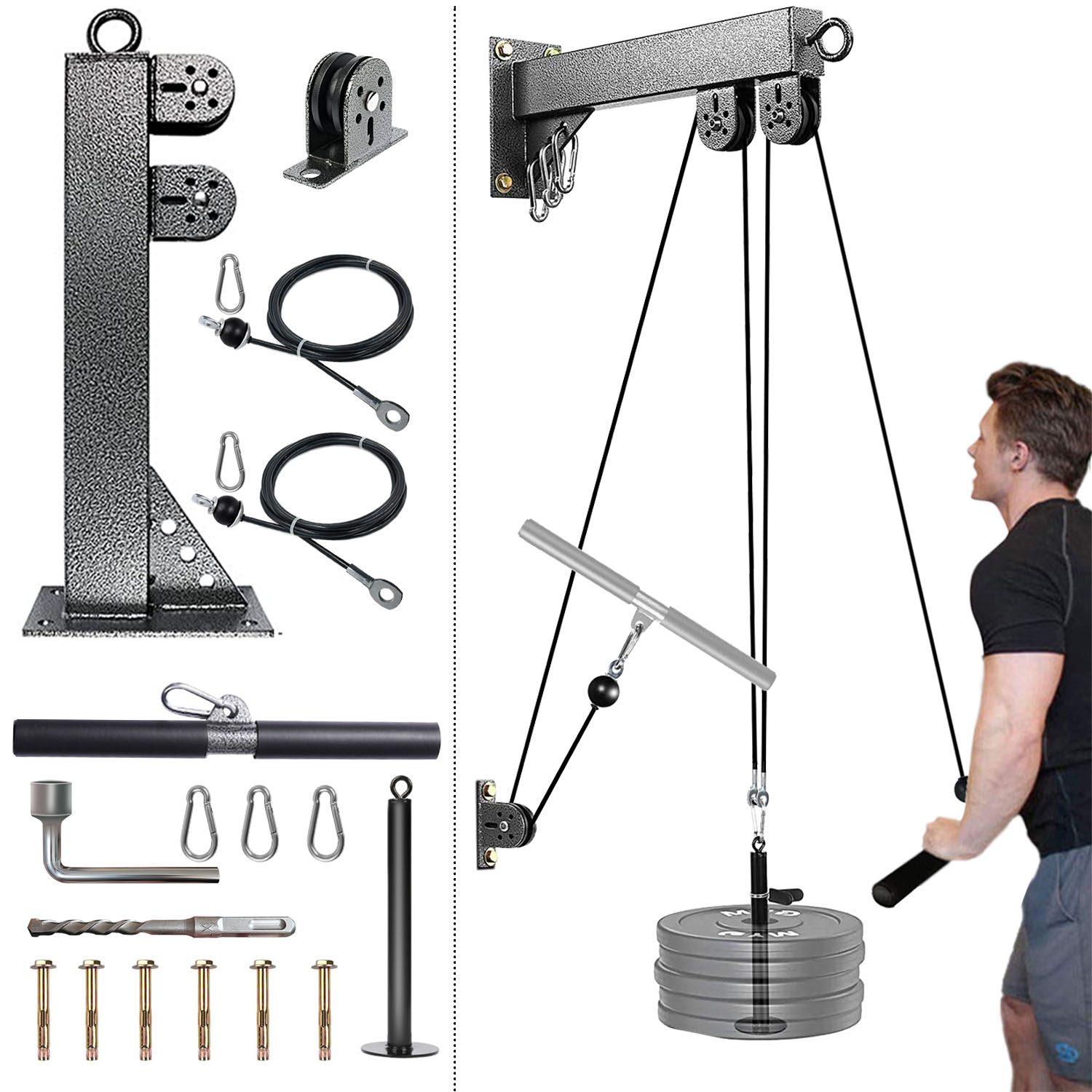 Настенная система шкивов для ф – обзор и цена Home Gym Cable Pulley System