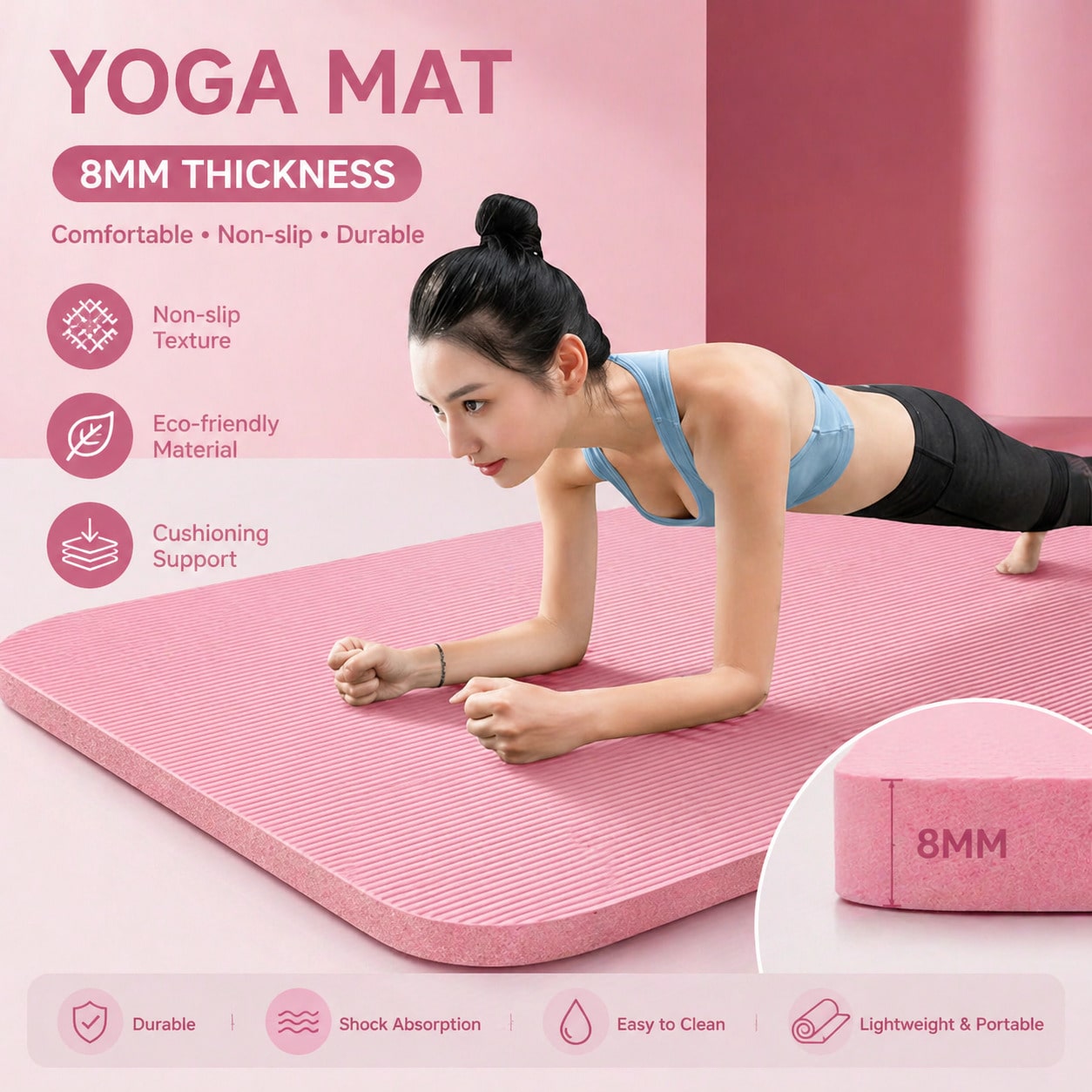 Розовый нескользящий коврик дл – обзор и цена Home Gym Yoga Mat